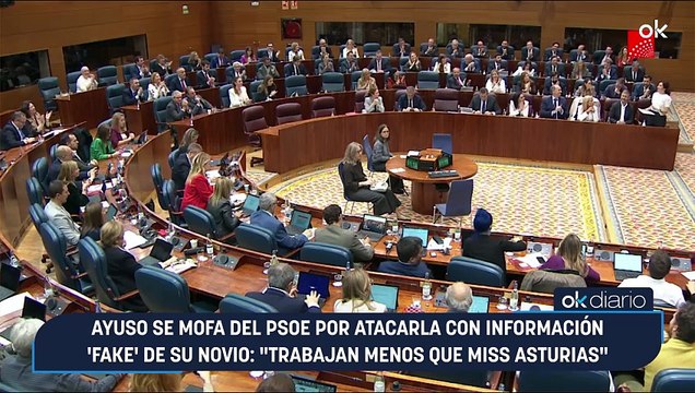 Ayuso se mofa del PSOE por atacarla con información 'fake' de su novio: Trabajan menos que Miss Asturias