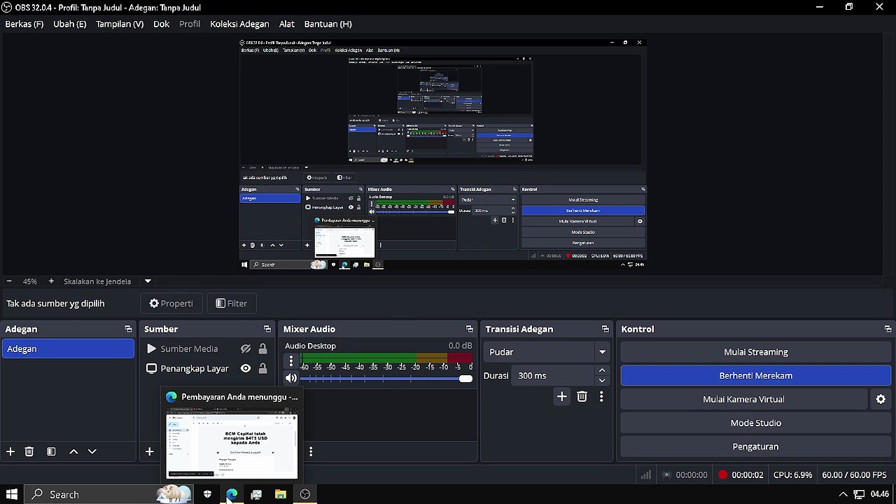 Desktop screen video tutorial for online payment notification