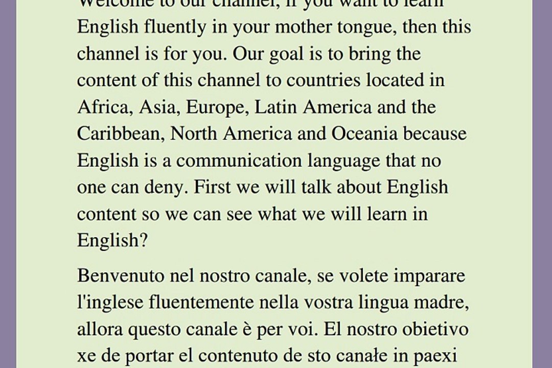 IMPARA INGLESE IN VENETO(Indice inglese)in madre lengua