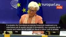 Lagarde (Bce): Economia crescerà dello 0,9% nel 2025, dell'1,2% nel 2026 e dell'1,3% nel 2027