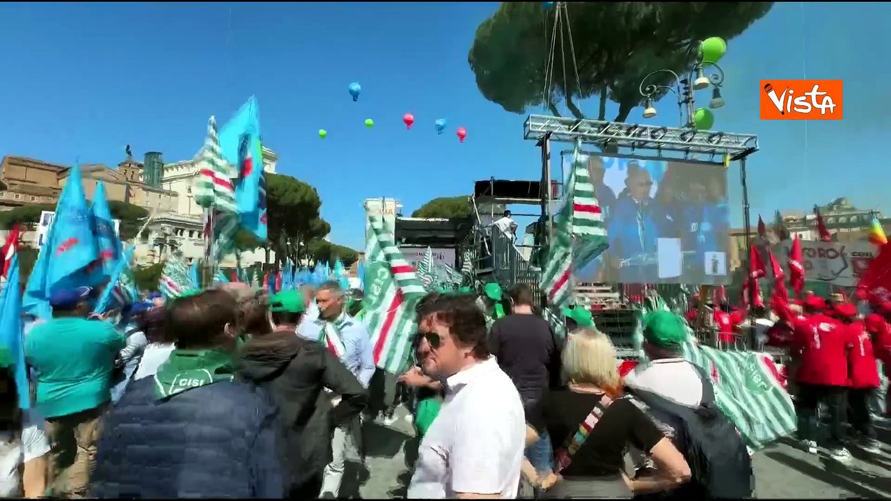 Primo Maggio, la manifestazione di Cgil, Cisl e Uil in piazza a Roma, le immagini