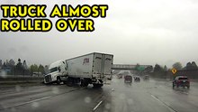 Close Call - Truck almost rolled over on Motorway in San Lorenzo, California, USA