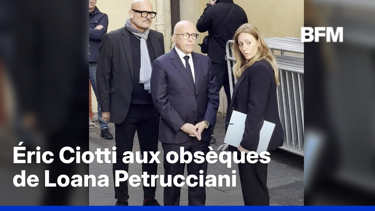 Éric Ciotti, Benjamin Castaldi et Steevy Boulay aux obsèques de Loana Petrucciani