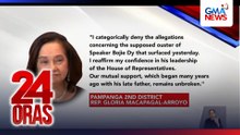 Rep. Gloria Arroyo, mariing itinanggi na may kinalaman siya sa mga ugong na planong pagpapatalsik sa pwesto kay Speaker Bojie Dy III | 24 Oras
