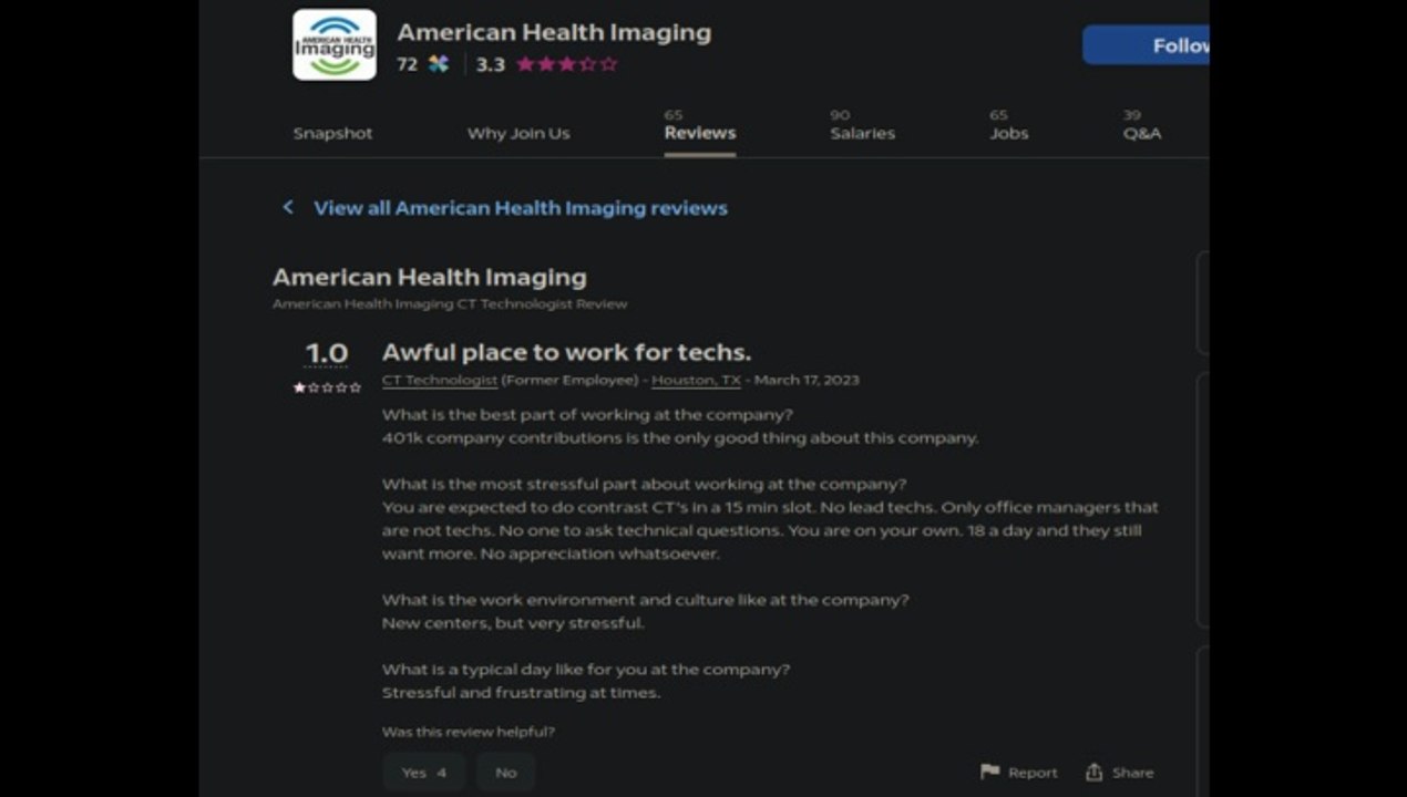 American Health Imaging (AHI) Alots CT Techs Only 15 Min. Per Scan - MD Missed Broken Skull Injury
