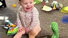 Baby was frightened by cactus toy#baby #funny #cute #interesting #fyp