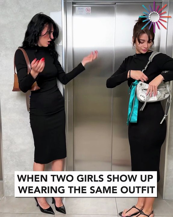 When two girls show up wearing the same outfit 😂✂️