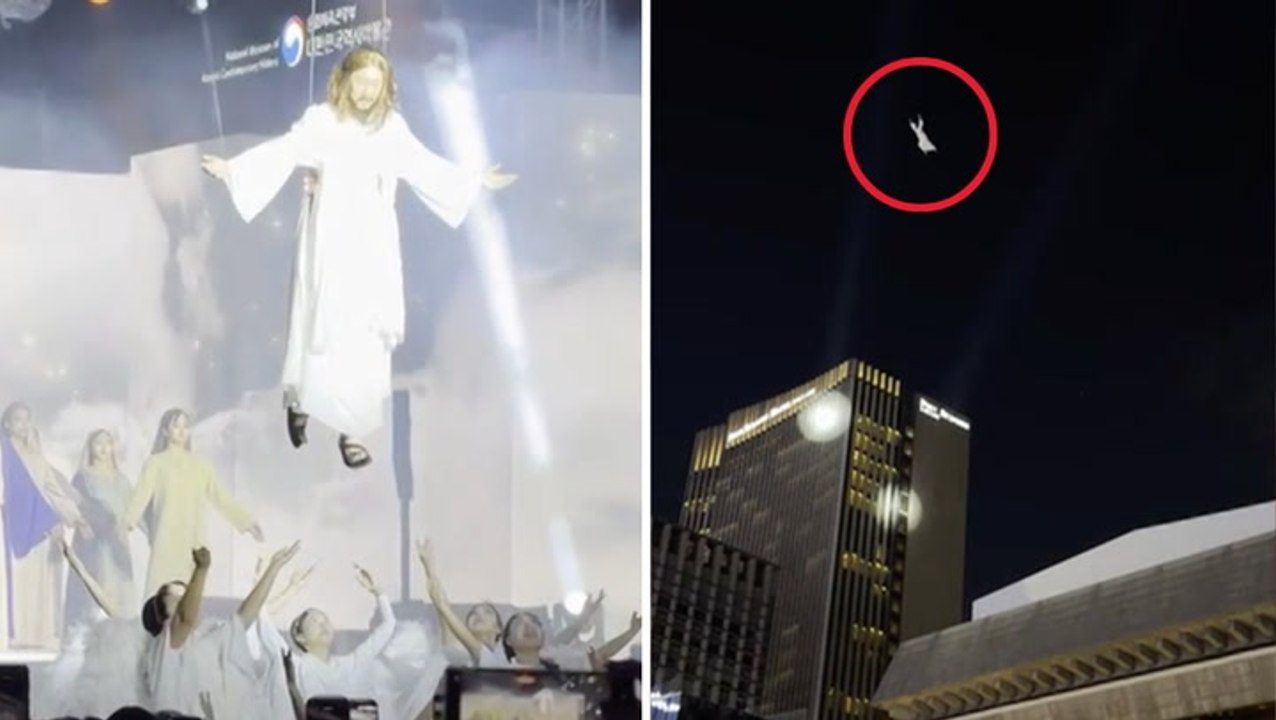 He is risen and risen and risen: ‘Jesus’ actor disappears into sky during Easter celebration