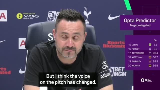De Zerbi confident that Spurs won't get relegated