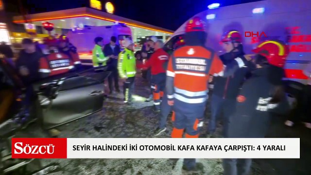 Avcılar'da seyir halindeki iki otomobil kafa kafaya çarpıştı: 4 yaralı