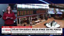 Dólar tem queda e bolsa atinge 200 mil pontos; Denise Campos comenta | TEMPO REAL