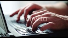 Business - Businessman Hands Type on Laptop Computer Close Up