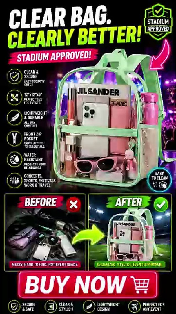 NWT Clear Checkered Backpack | Stadium Approved | Festival & Travel Bag Kids Clear Checkered Backpack - Kids Backpack - Big Little Wish main image 4