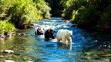 Polar Bear, Black Bear and Panda Go Fishing | Funny Three Bears
