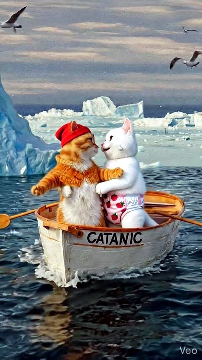 Cat living the Titanic dream in the middle of the ocean 🐱🌊🚢 #Cat #Titanic #OceanView #CuteCat #FunnyCat #CatLover #ViralCat