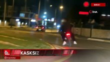 Sakarya’da 3 kişi plakasız motosikletle trafikte tehlikeli yolculuk yaptı