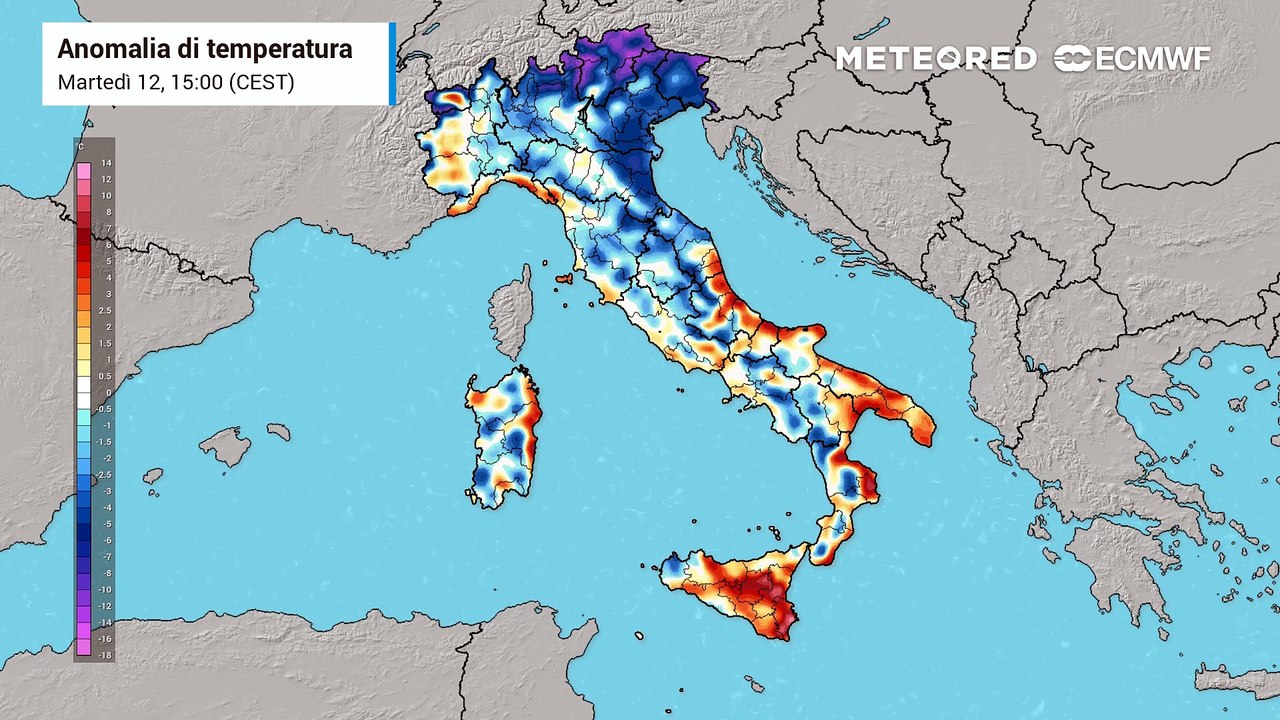 Martedì 12 maggio 2026, anomalia termica