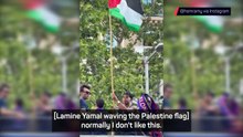 Flick addresses Yamal waving Palestine flag at Barca title parade