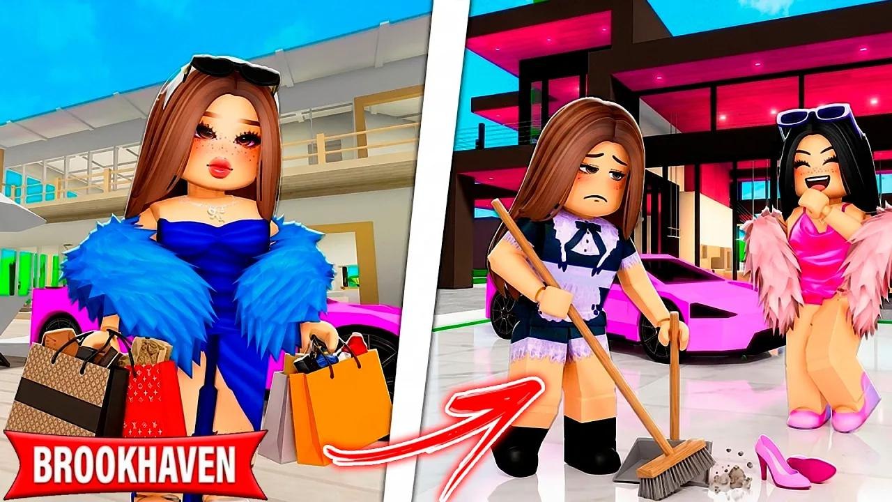 La fille riche devient pauvre et doit travailler chez sa rivale ! | Histoires Brookhaven RP | Roblox