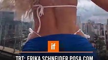Erika Schneider posa com shortinho da seleção e incendeia a web