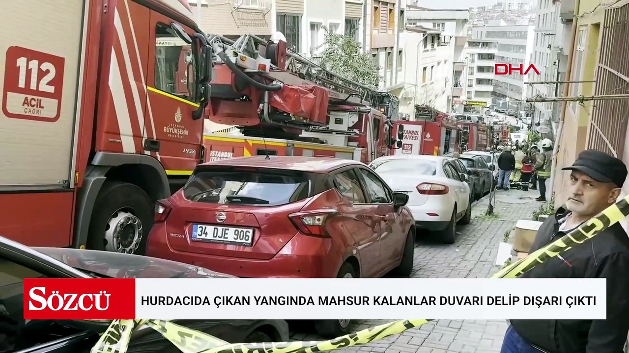 Gaziosmanpaşa’da hurdacıda çıkan yangında mahsur kalanlar duvarı delip dışarı çıktı