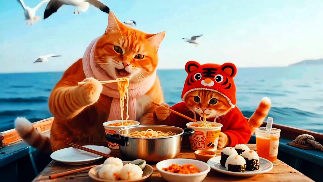 "Part 4 "       Beach Day & Fishing Fun | Mom Cat Daisy & Tiger-Hat Kitten Adventure 🌊🐟