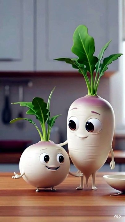 Cute Radish Family Moment 🥰 | Baby & Mom Turnip Animation #Shorts