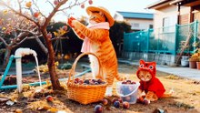"part 5 "Plum Picking Fun & Sweet Suburban Adventure 🏡 | Mom Cat & Tiger Kitten
