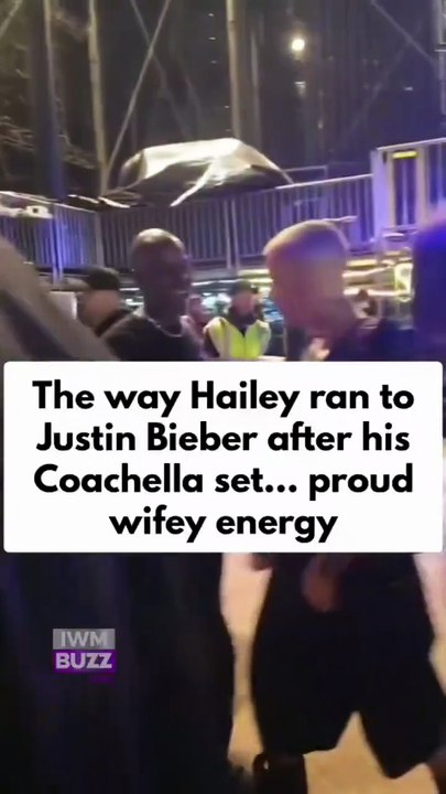 The way Hailey Bieber ran to Justin Bieber after his Coachella set… proud wifey energy