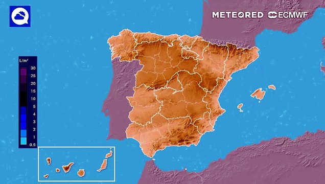 Las precipitaciones dejarán acumulados de hasta 30 l/m2