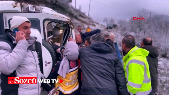 Uçurumda facia; Ambulans yoldan çıktı, ölü ve yaralılar var