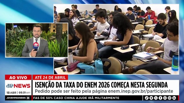 Enem 2026: prazo para pedir isenção da taxa de inscrição começa nesta segunda (13)