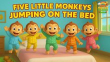 Five Little Monkeys Jumping on the Bed | Fun Counting Song for Kids | Nursery Rhyme | Kids Melody Garden