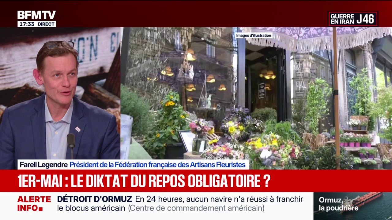 1er-Mai: "Quand mes salariés sont volontaires pour venir travailler, ils travaillent et je l'assume", déclare Farell Legendre, président de la Fédération française des Artisans Fleuristes