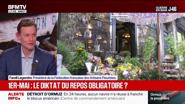 1er-Mai: Quand mes salariés sont volontaires pour venir travailler, ils travaillent et je l'assume , déclare Farell Legendre, président de la Fédération française des Artisans Fleuristes