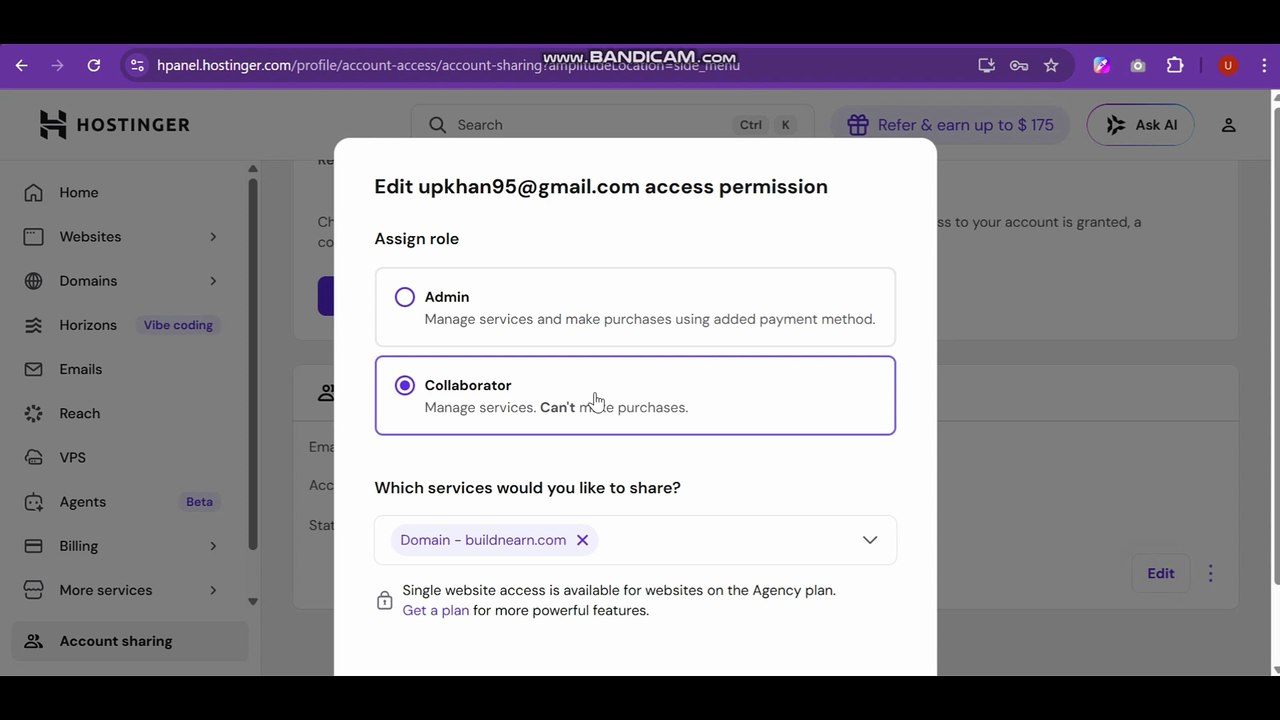 How to remove access from hostinger account