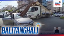 Ilang bakal na karga ng truck, tumusok sa windshield ng isang kotse; 2, sugatan | Balitanghali