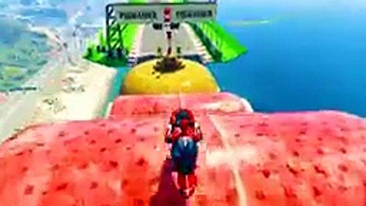 Spider-Man swings onto a buggy after falling from a crashing plane. Wild timing!