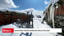 Amasya'nın yüksek kesimleri karla kaplandı