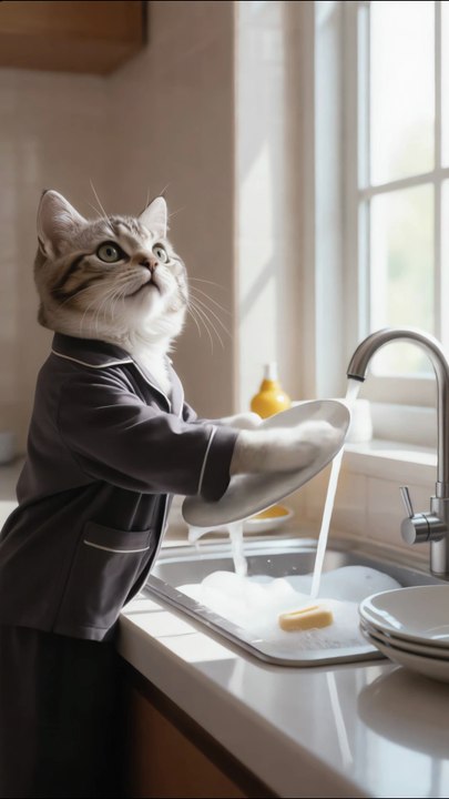 Rei the Cat – I Came Home and My Cat Was Doing the Dishes