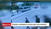 Otomobil, kaldırımdaki 2 çocuğa çarptı; kaza kamerada