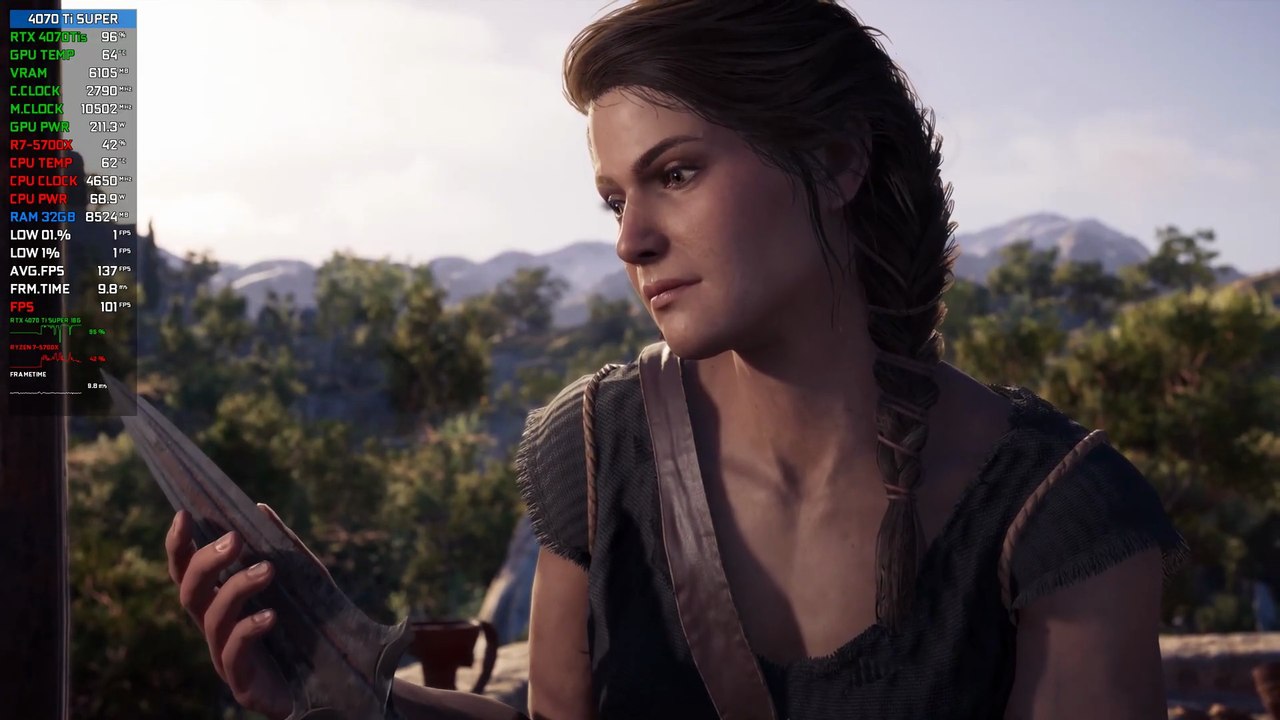 Assassin's Creed Odyssey : RTX 4070 Ti SUPER 16G + R7-5700X [ Benchmark 2Kᴴᴰ ]