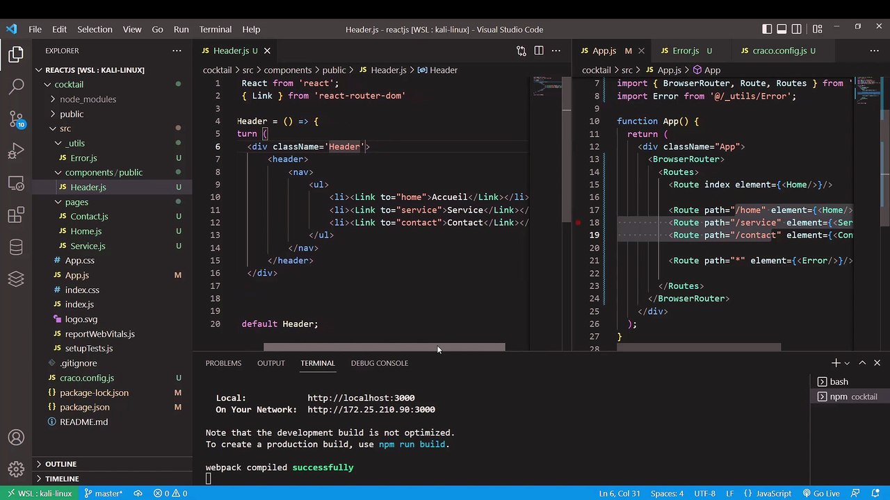REACTJS 18 JWT 6/38 - Navigation Router Link et Header