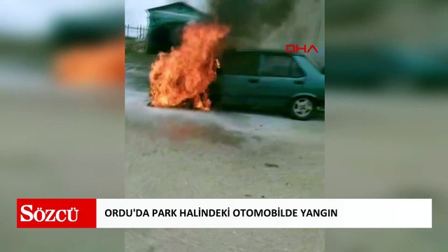Ordu'da park halindeki otomobilde yangın