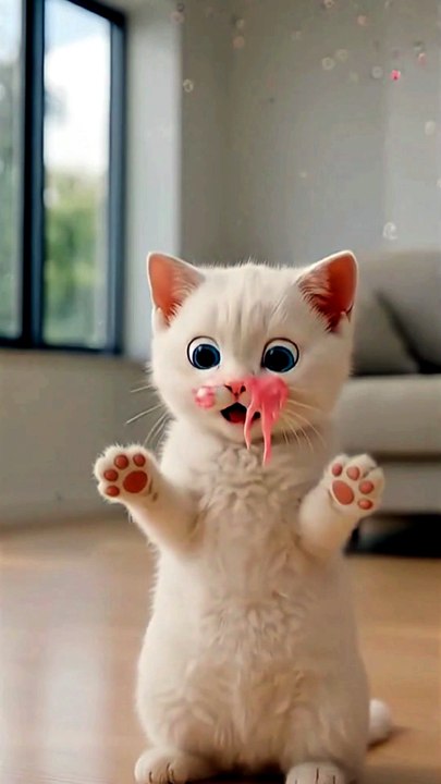 Cute cat catching attention