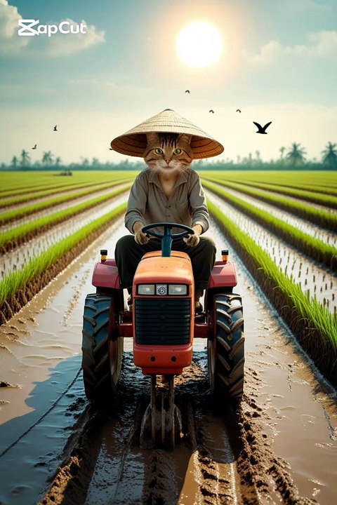 Cat on Tractor 😻  Cute Funny Cat Video