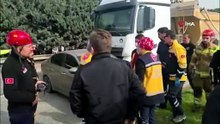 Hafriyat Kamyonu Otomobili 50 Metre Önünde Sürükledi!