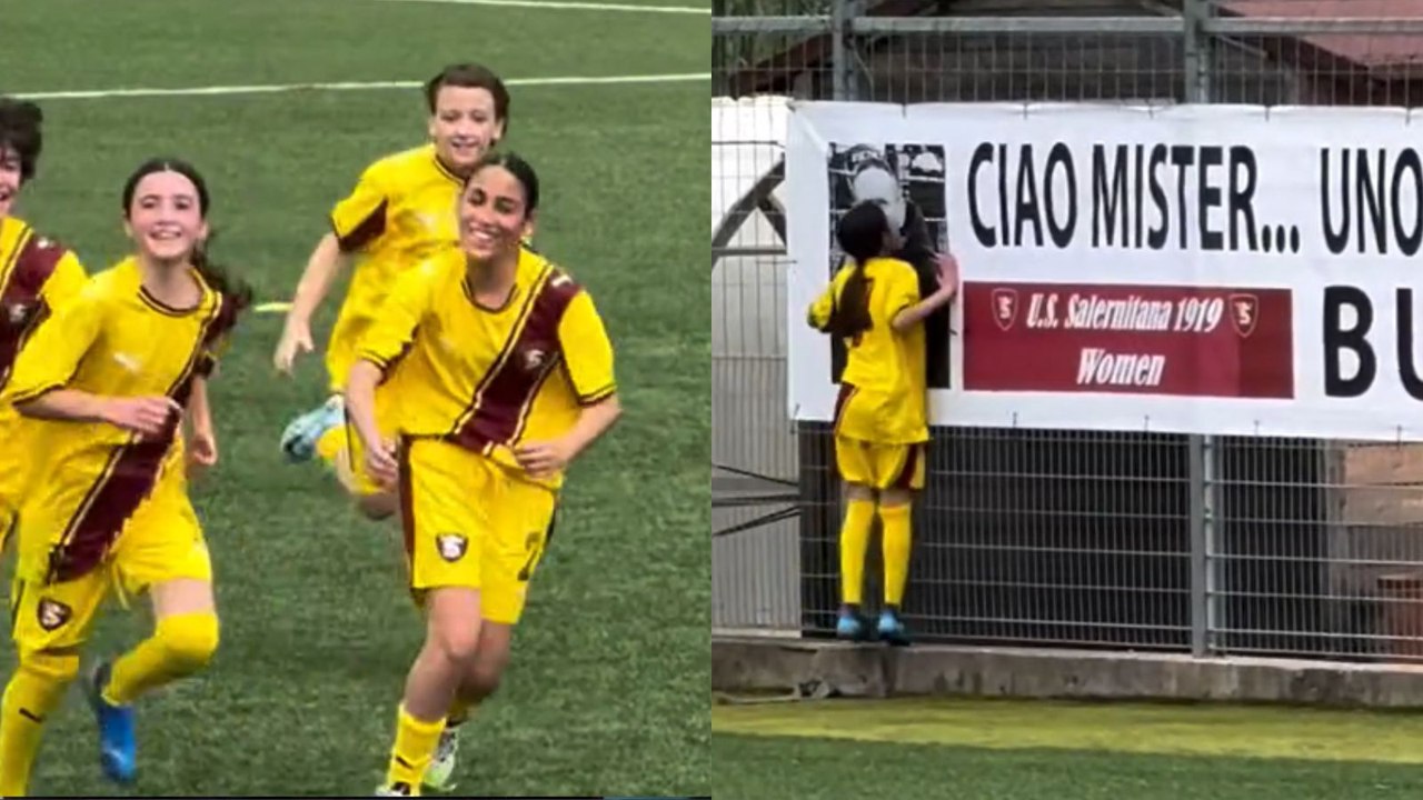 Dedica da brividi di una piccola giocatrice della Salernitana: bacio al mister morto