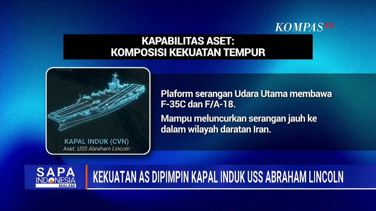 AS Unjuk Kekuatan! Kapal Induk Bertenaga Nuklir USS Abraham Lincoln Memimpin | SAPA MALAM