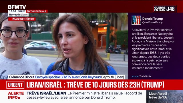 Trêve entre Israël et le Liban: On espère que ce soit un cessez-le-feu permanant , affirme cette libanaise à Beyrouth